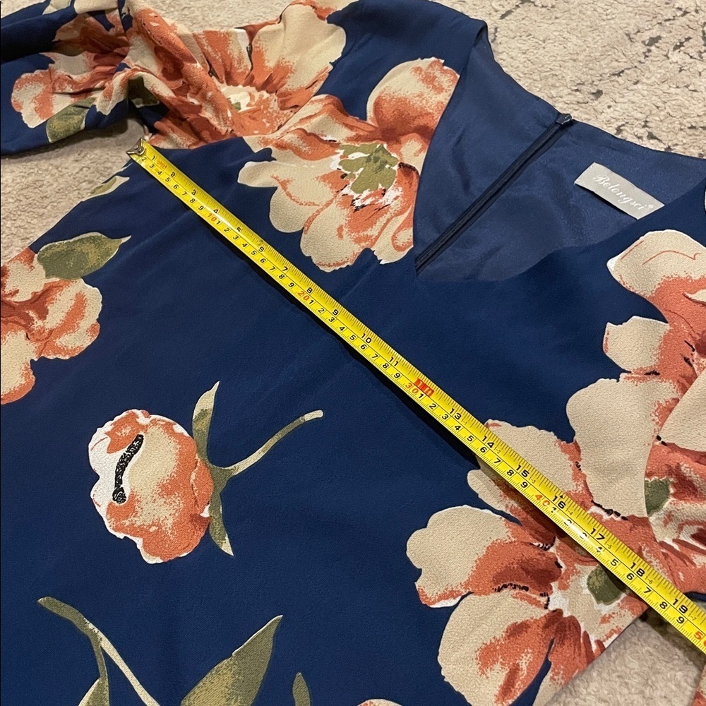 Floral Navy Women's knee length dress - Picture 12 of 13
